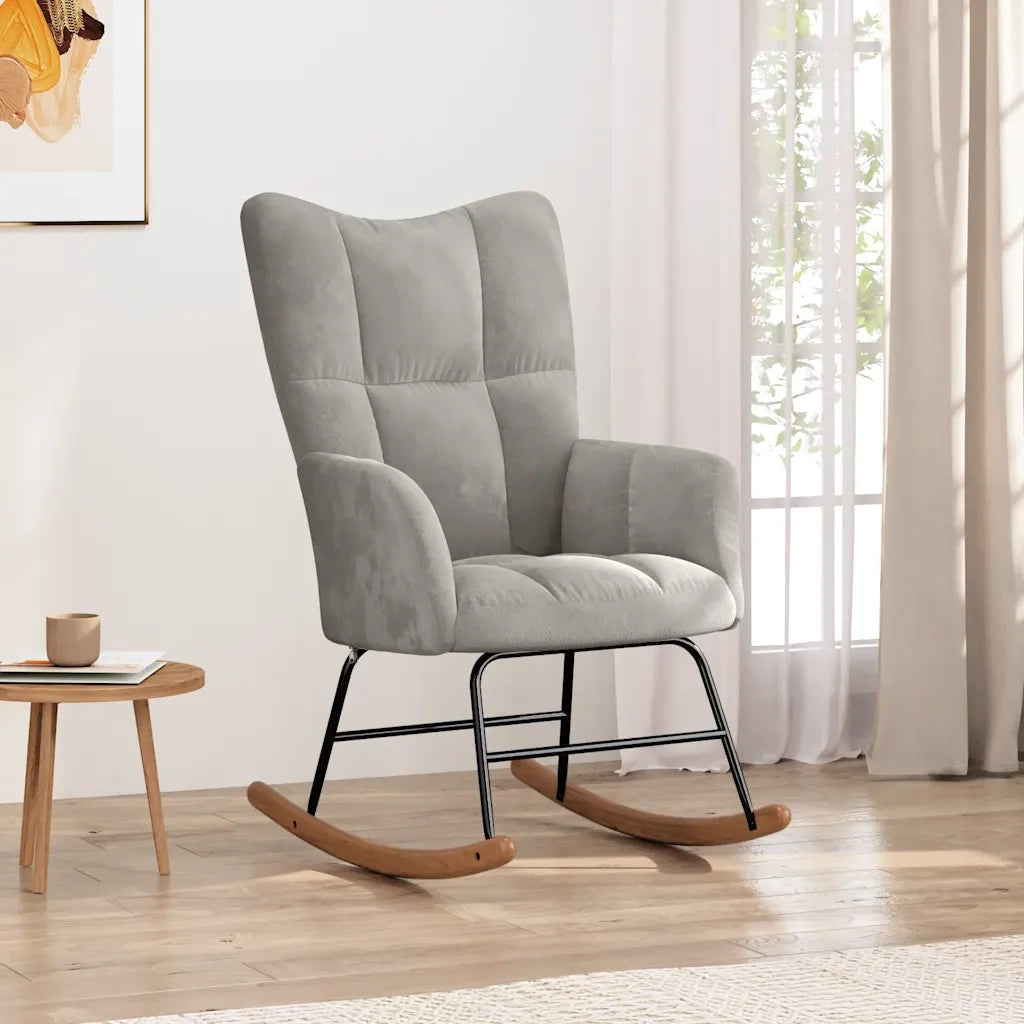 Sedia a Dondolo Grigio Chiaro in Velluto 328139