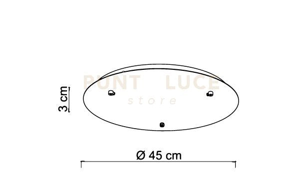 BASE-3L N LED base tonda 3 luci nero opaco led integrato d.45cm