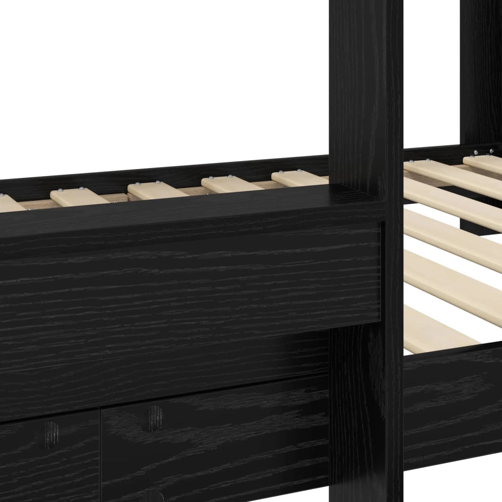Letto a Castello per Bambini Rovere Nero 75 x 190 cm 3410540