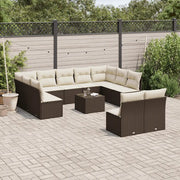 Set Divani da Giardino 12 pz con Cuscini Marrone in Polyrattan 3250202