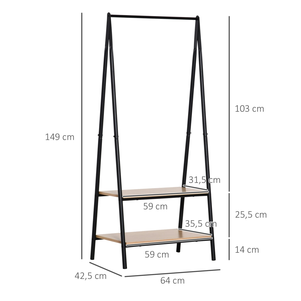 Appendiabiti con scaffali e barra ¨C Minimal ¨C Nero 64x42,5x149cm