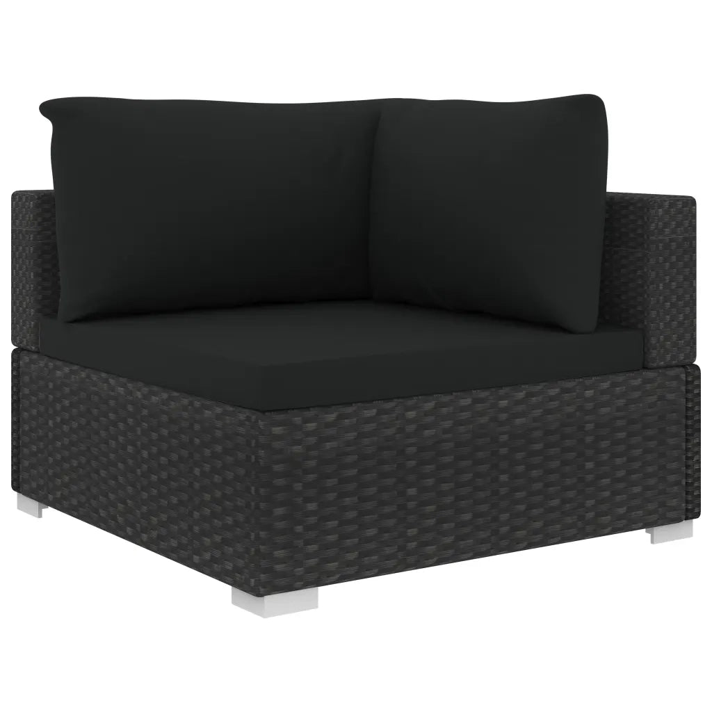 Set Divani da Giardino 11 pz con Cuscini in Polyrattan Nero 46829