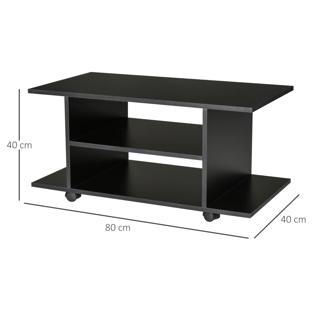 Mobile TV con ruote e ripiani ¨C zephmum ¨C 80x40x40 cm nero