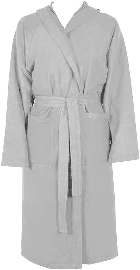 Accappatoio Microfibra Taglia XL Moderno Morbido Uomo Donna Cintura Tasche Cappuccio Grigio
