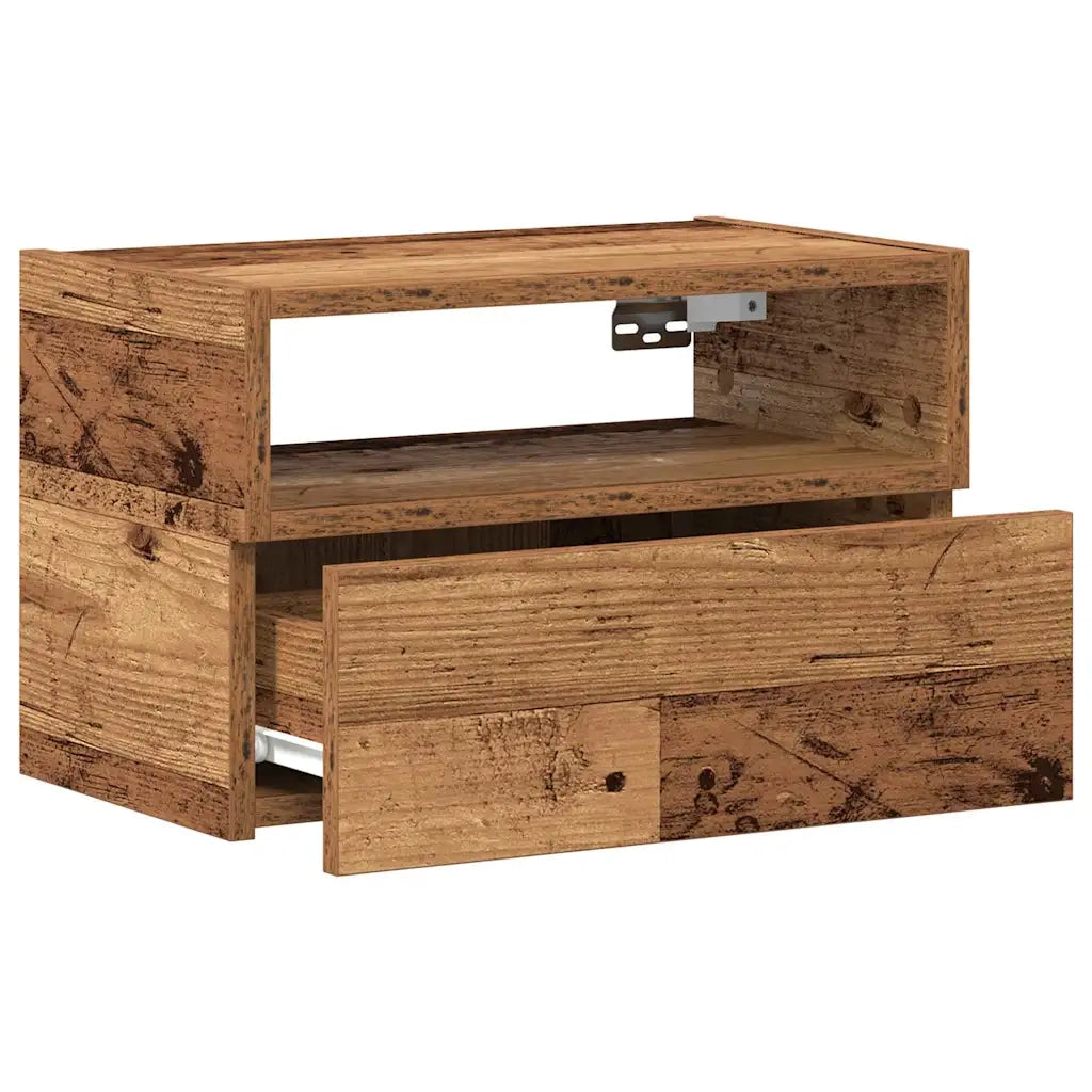 Comodino | Armadio da Notte | Mobiletto da notte a Muro Legno Antico 45x26x28,5 cm