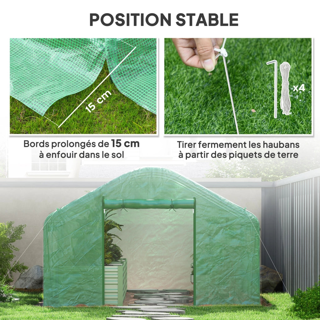Serra da giardino 4x3x2m con porte avvolgibili e finestroni ¨C zephmum ¨C verde