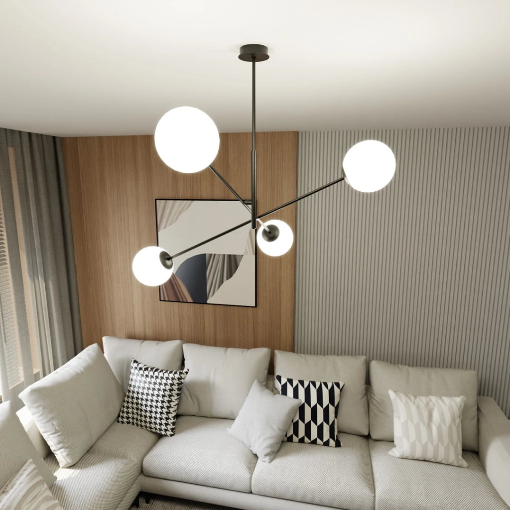 Lampadario Emibig Linear 4xE14 nero/opalino dimmerabile 102cm