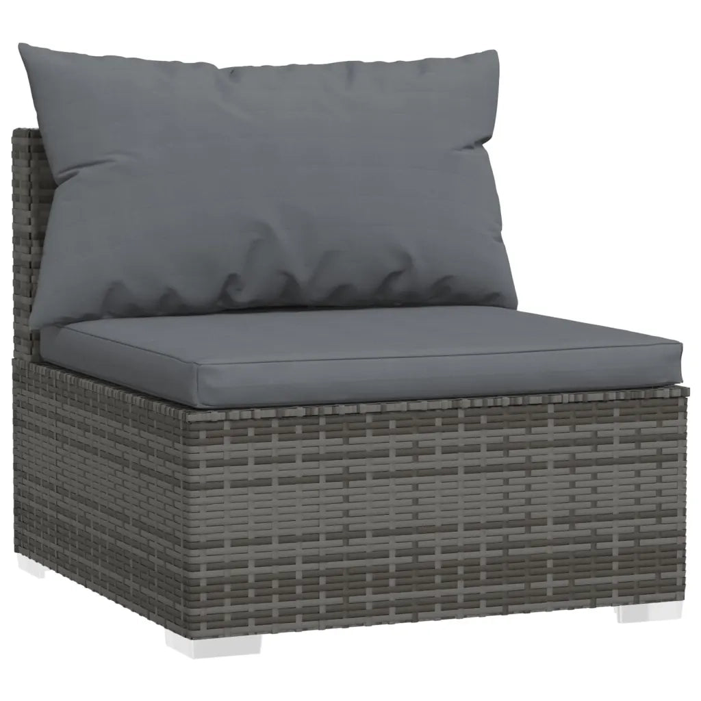Divano a 3 Posti con Cuscini in Polyrattan Grigio 317517