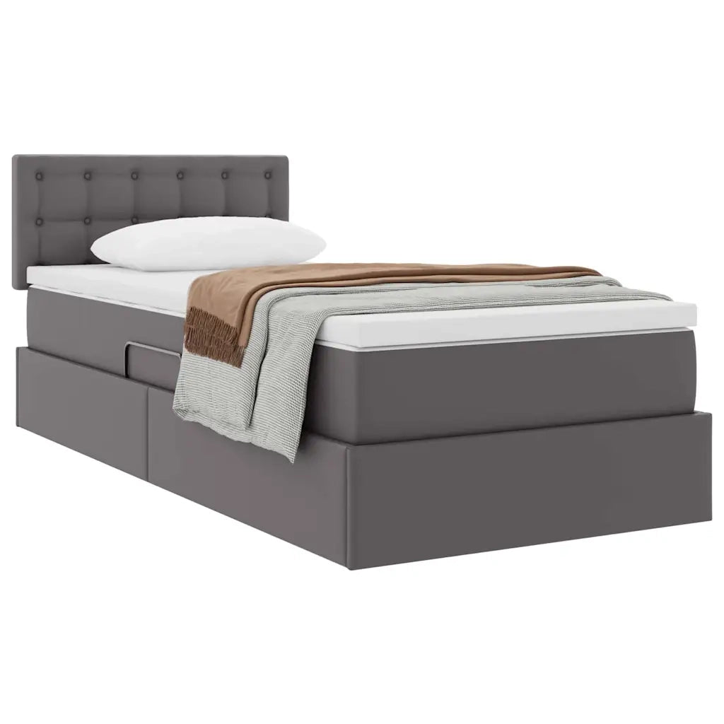 Letto con contenitore e materasso Grigio 100 x 200 cm