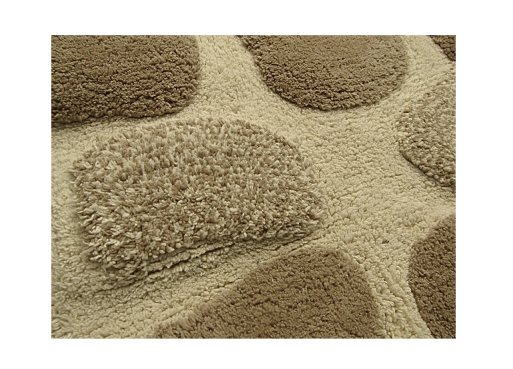 Tappeto Da Bagno Antiscivolo Disegno Stone Colore Beige - 65x130 - Beige