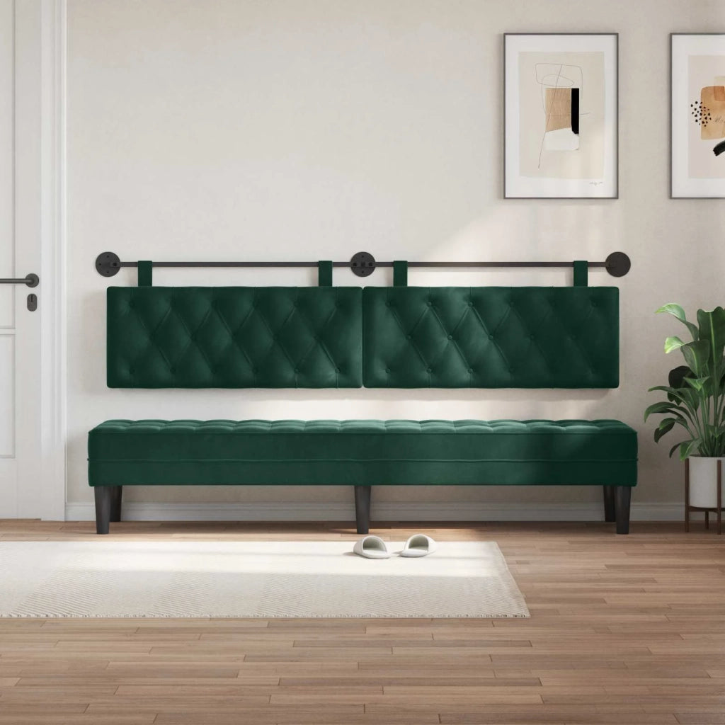 Testiera | Testata sospesa Con luce LED Verde Scuro Velluto