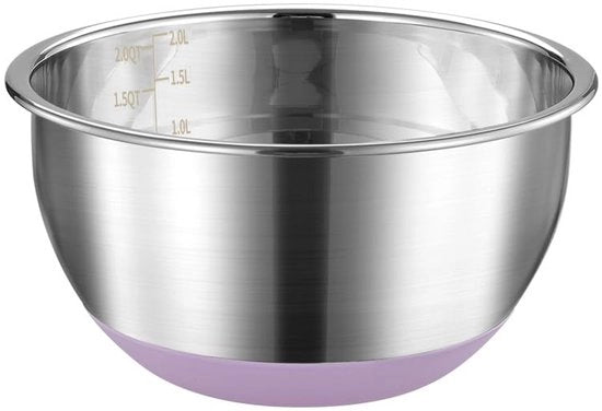 Mangia insalatone 22 cm - Acciaio inossidabile - Fondino antiscivolo in silicone - Resistentente al lavastoviglie - Leggero - Adatto alla preparazione e servizio - Mangia insalatone per la cucina