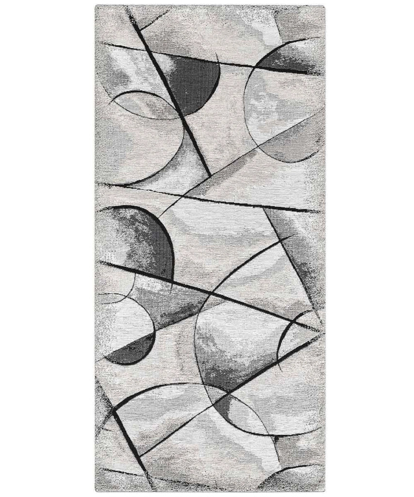 Tappeto moderno UNIVERSO GRIGIO astratto quadro arte contemporanea, passatoia cucina multiuso lavabile in lavatrice e anti-scivolo cm.55x190
