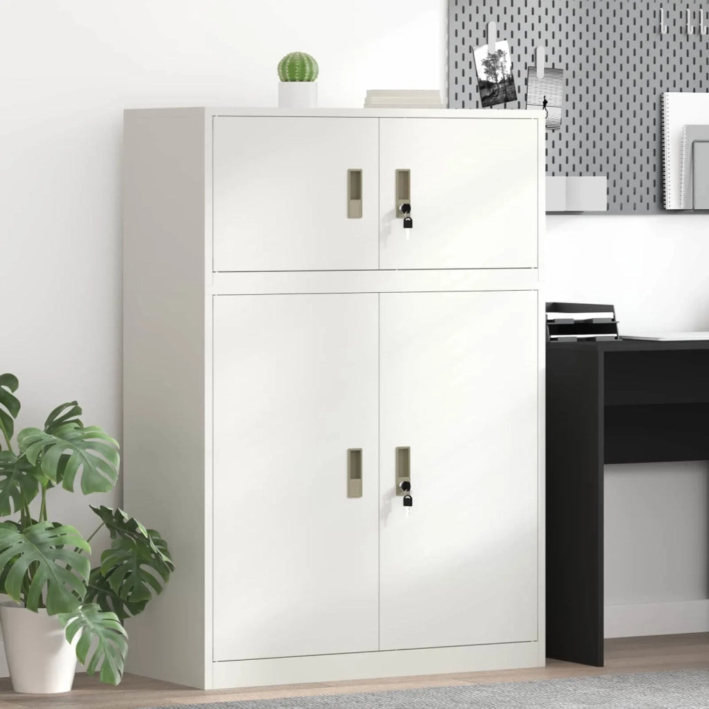 Armadio 2 pz Bianco 90 x 40 x 130 cm Acciaio Bloccabile 3438644