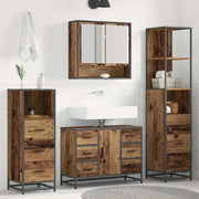 Set di mobili per il bagno con cassetto 4 pcs Legno vecchio 3402462