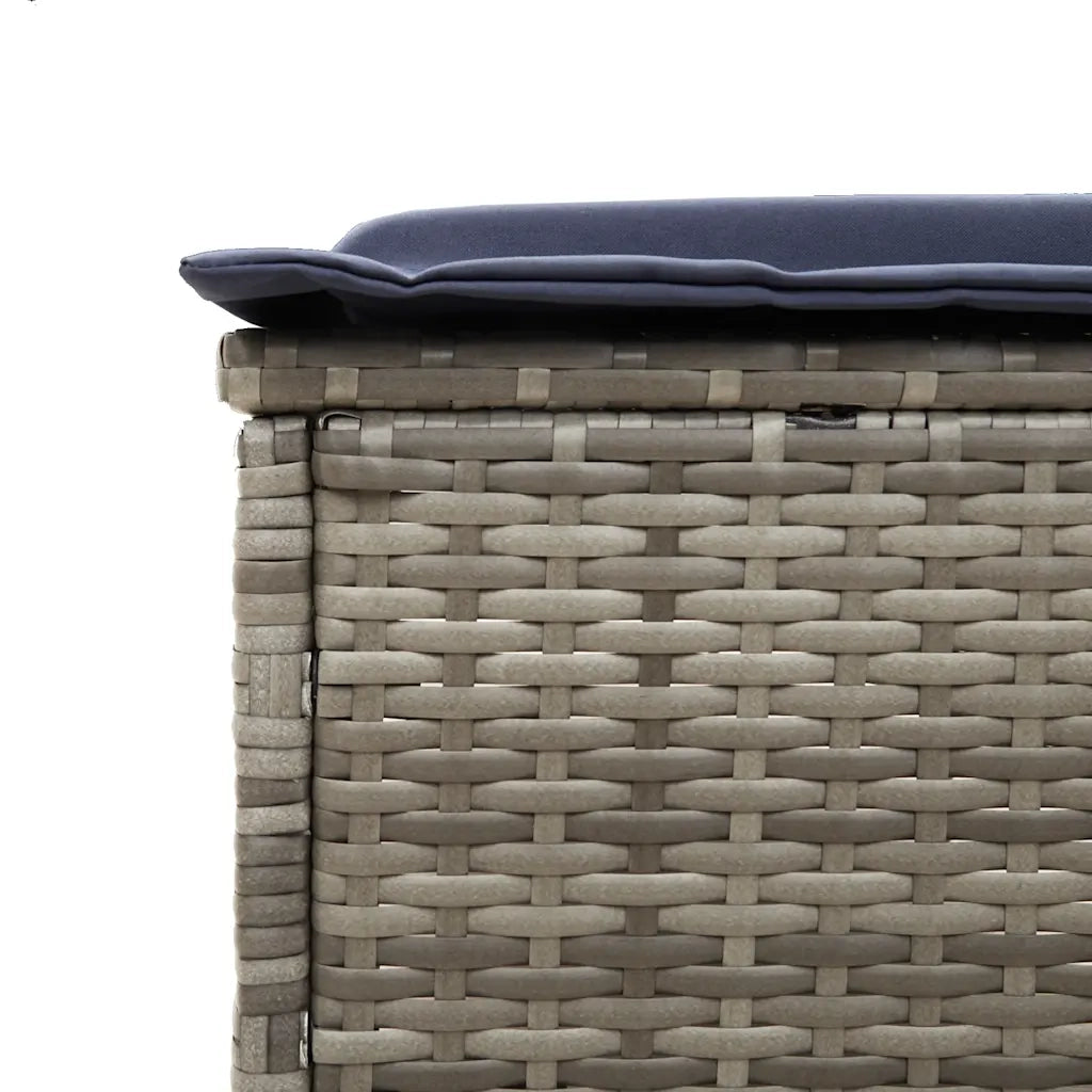 Lettino prendisole con Tavolino e Cuscino in Polyrattan Grigio 4002734