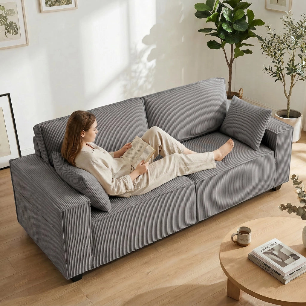 Divano 3 posti in tessuto ¨C Minimal ¨C grigio chiaro
