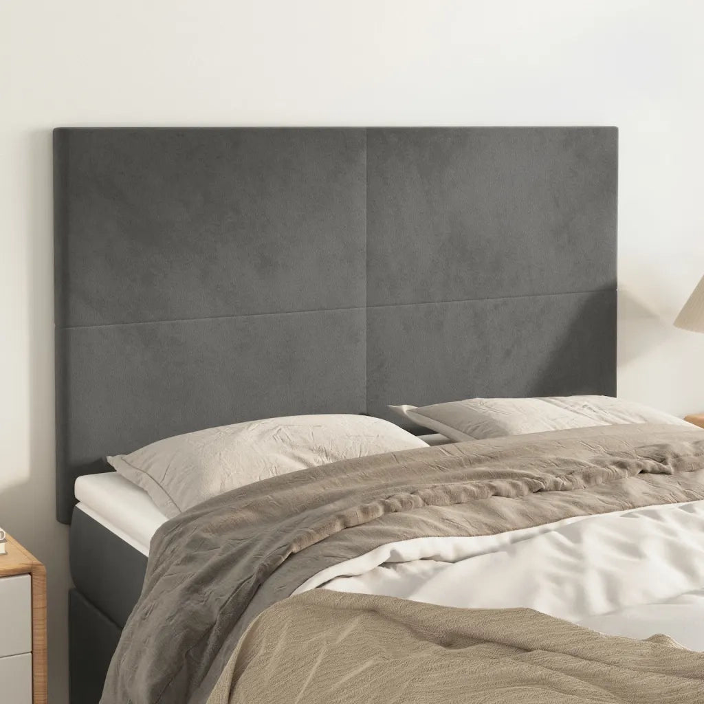 Testiera | Testata Grigio Scuro 144x5x118/128 cm Velluto