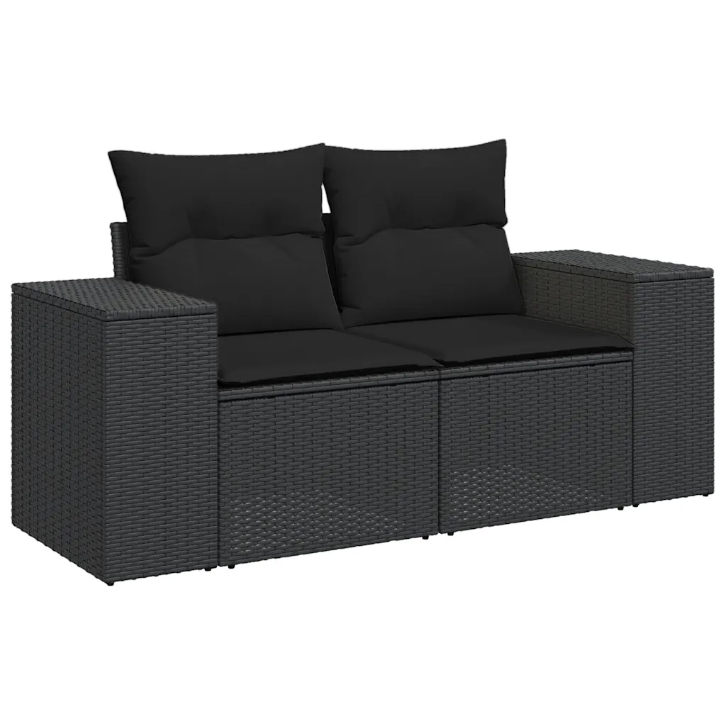 Set Divani da Giardino 4 pz con Cuscini Nero in Polyrattan 3325651