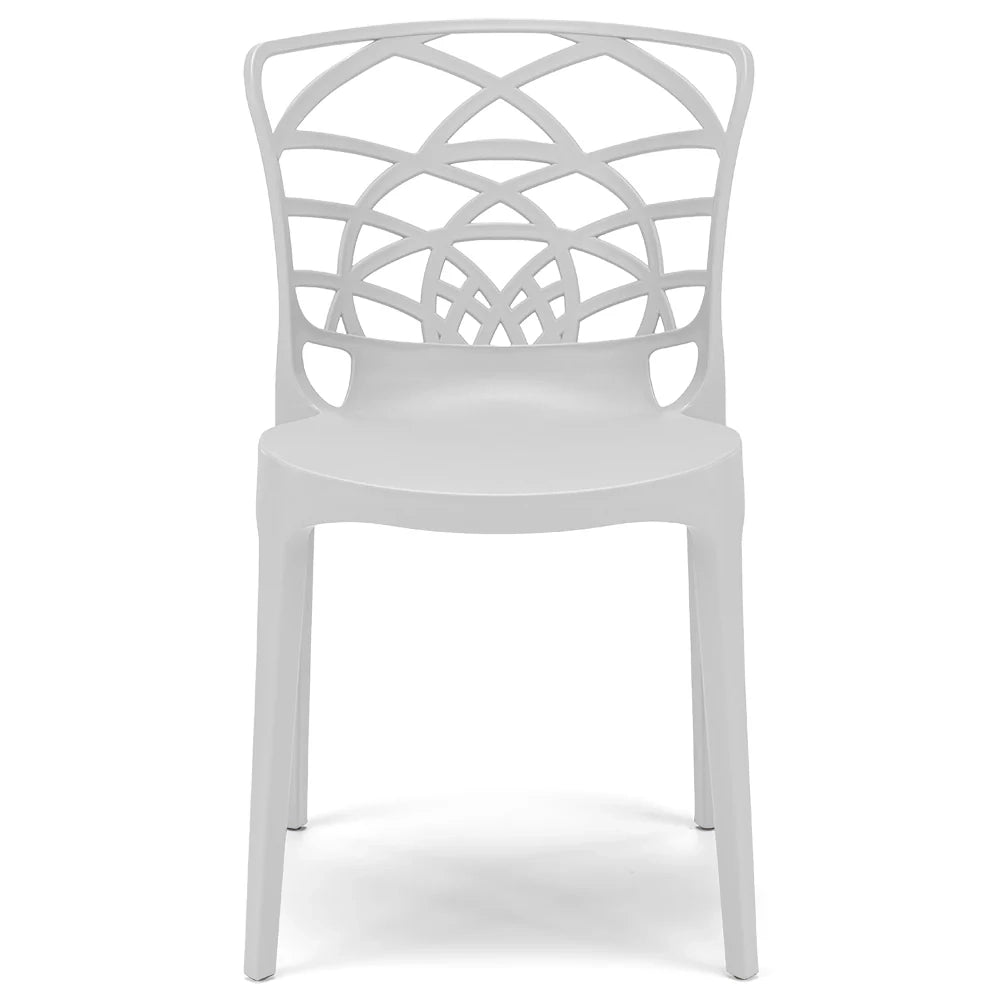 Set 4 sedie in polipropilene ARMONIA, impilabile, resistente ai raggi UV, design moderno, ideale per sala da pranzo, cucina, sala d’attesa, bar, ristoranti o giardino, colore Bianco