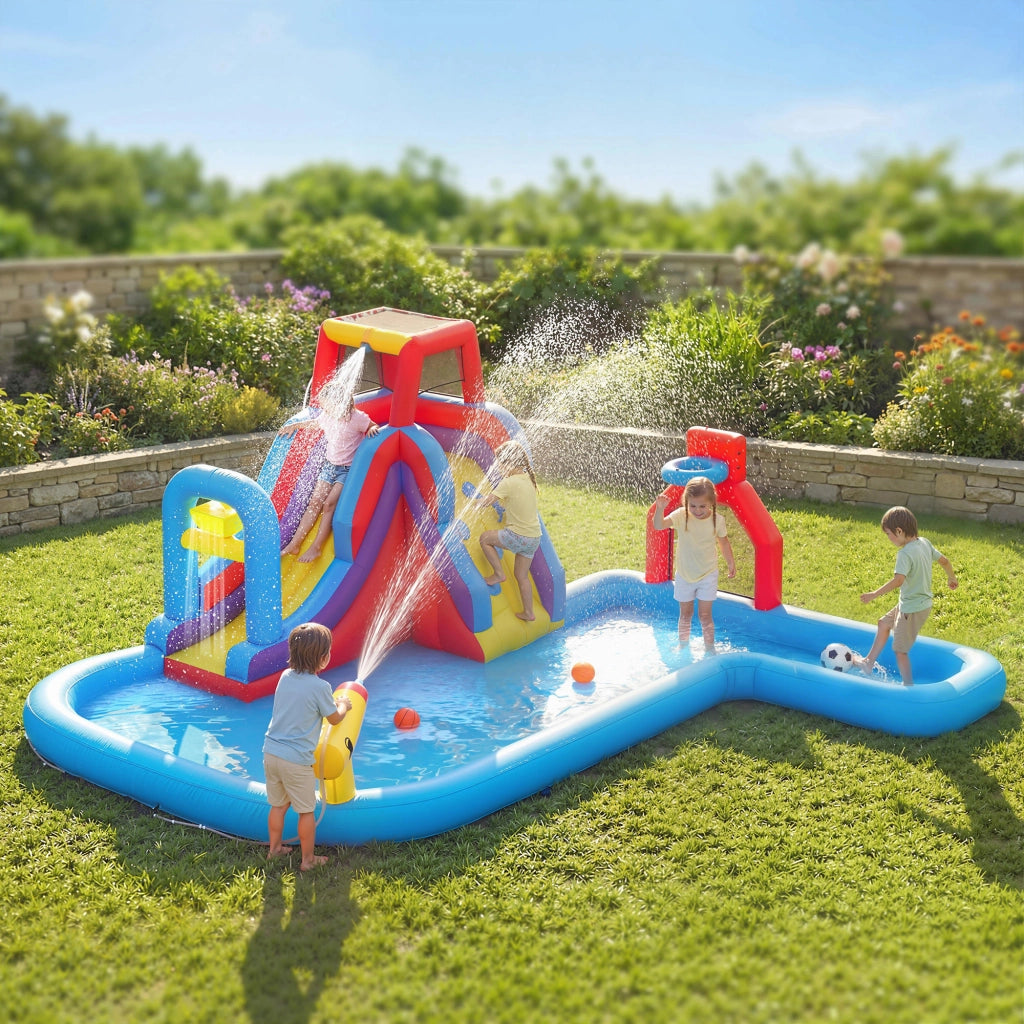 Piscina gonfiabile con scivolo e canestro ¨C Minimal ¨C Grigio 366x366x122 cm