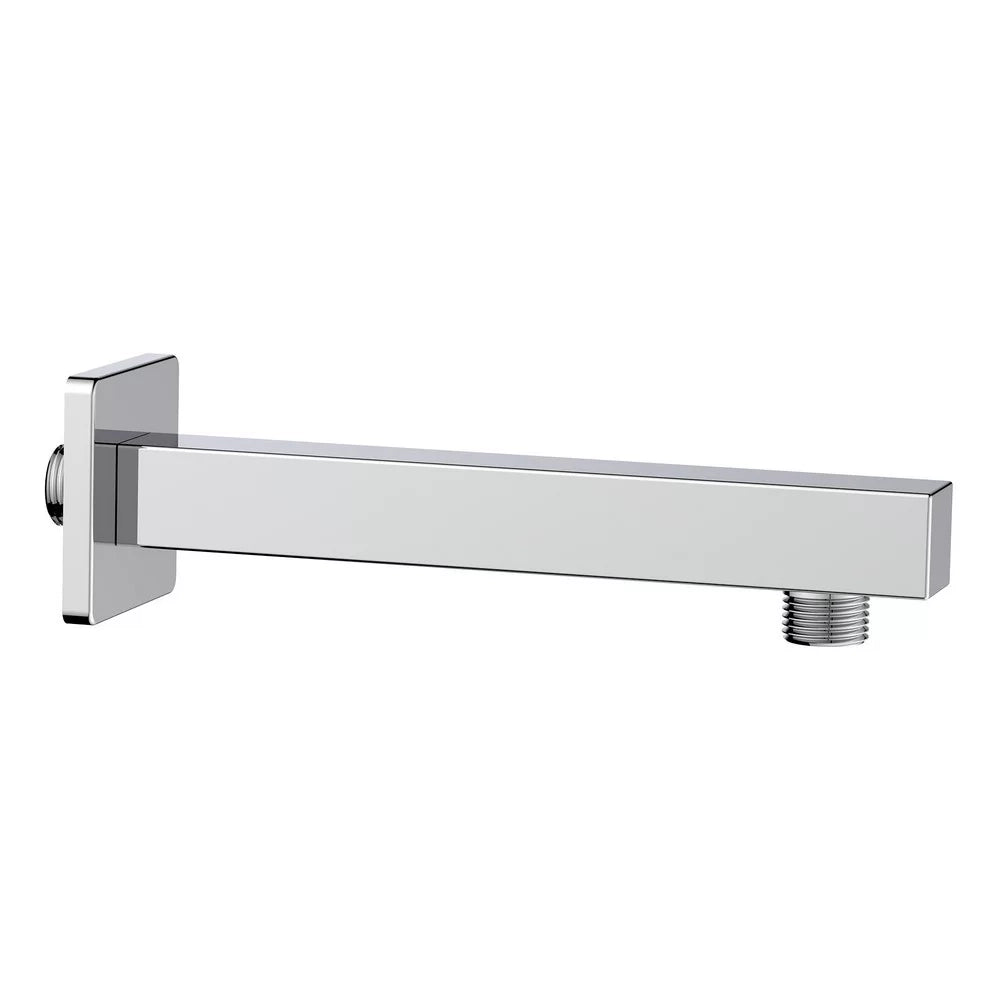 Braccio doccia quadrato lungo 20 cm con rosone