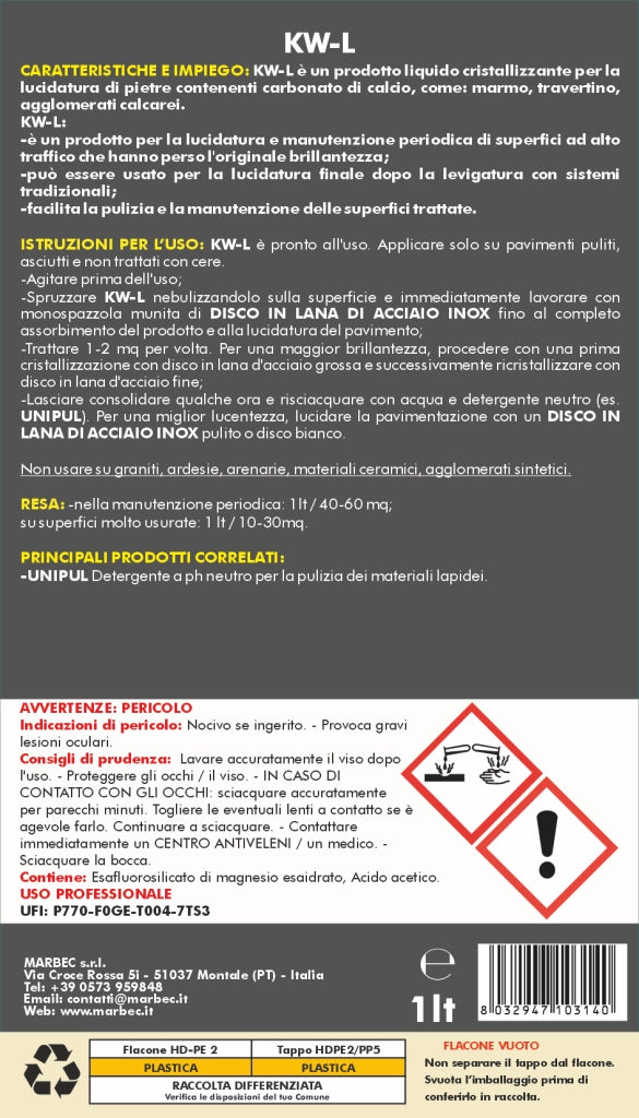 Cristallizzante liquido per marmo KW-L   1LT