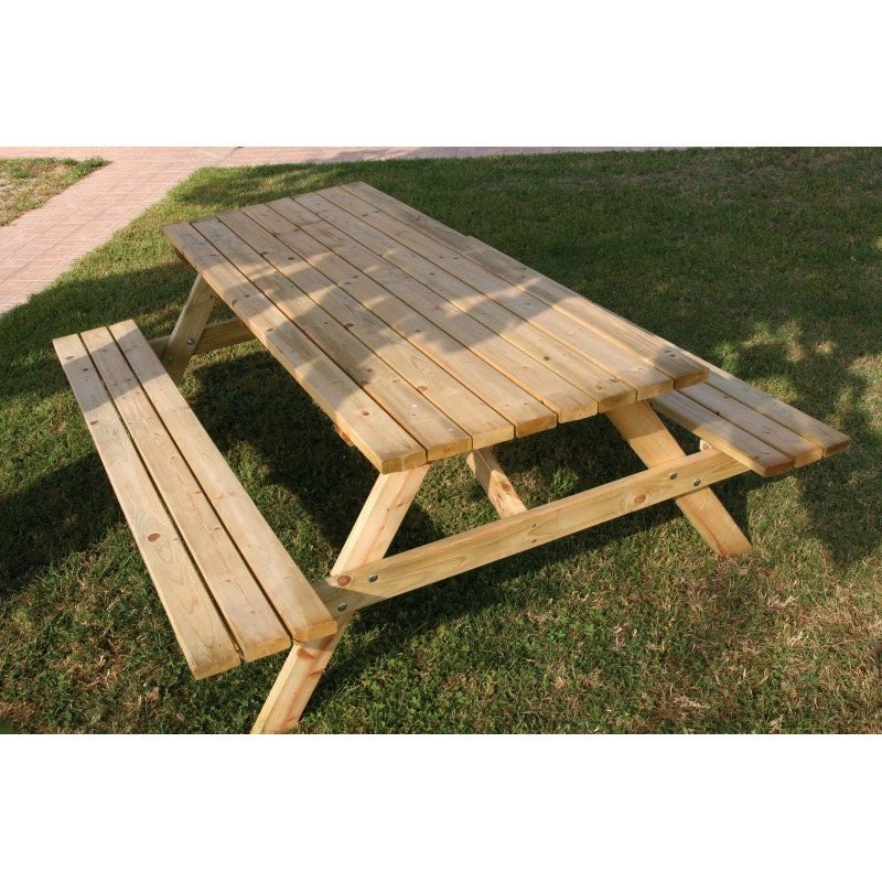 Tavolo da picnic in legno per giardino 179x150 cm - Pino trattato - Sedute integrate - Kit da giardino - Modello Pic Nic