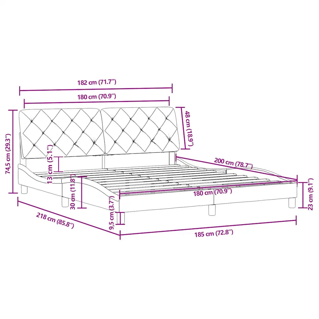 Letto matrimoniale | Letto per adulti | Giroletto senza Materasso Grigio Scuro 180x200 cm Velluto