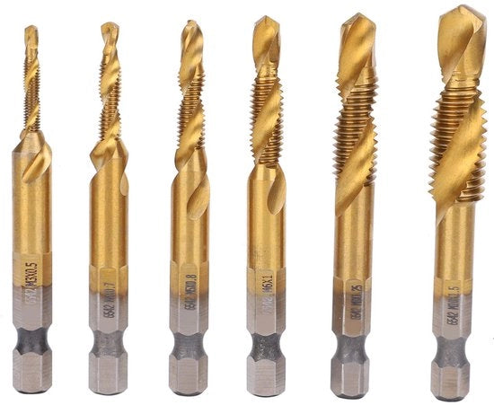 Set di viti a tappo a 6 pezzi - Tappo HSS rivestito con Gecoate - Acciaio rapido - Manicotto a 6 facce - Resistente all'ossidazione - Duraturo - Tappo