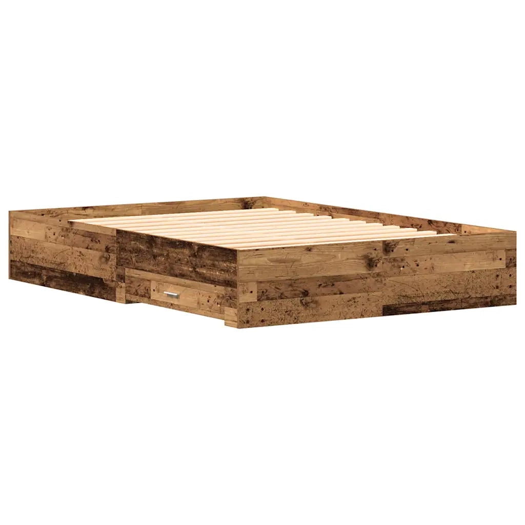 Struttura del letto con cassetto-Giroletto con contenitore-Rete del Letto Legno vecchio 135 x 190 cm