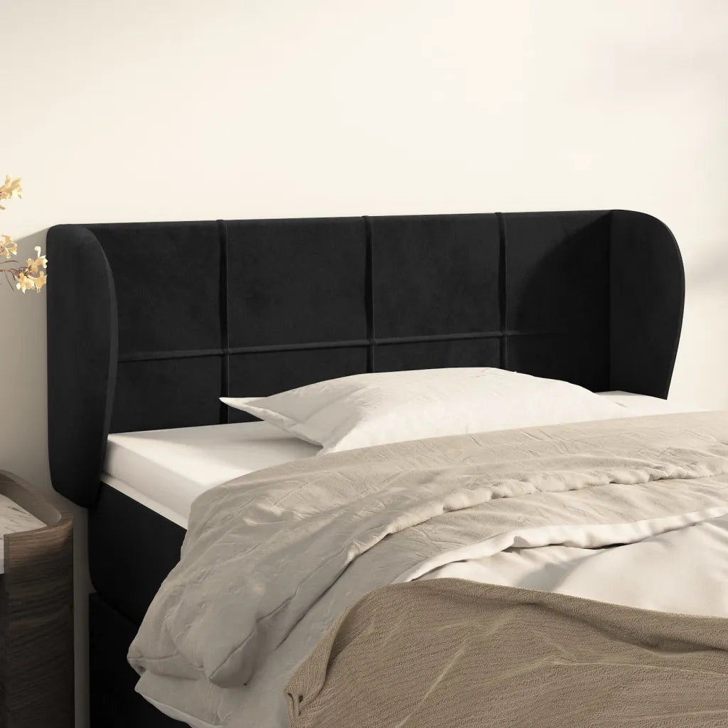 Testiera ad Orecchio Nera 83 x 23 x 78/88 cm in Velluto 3117176