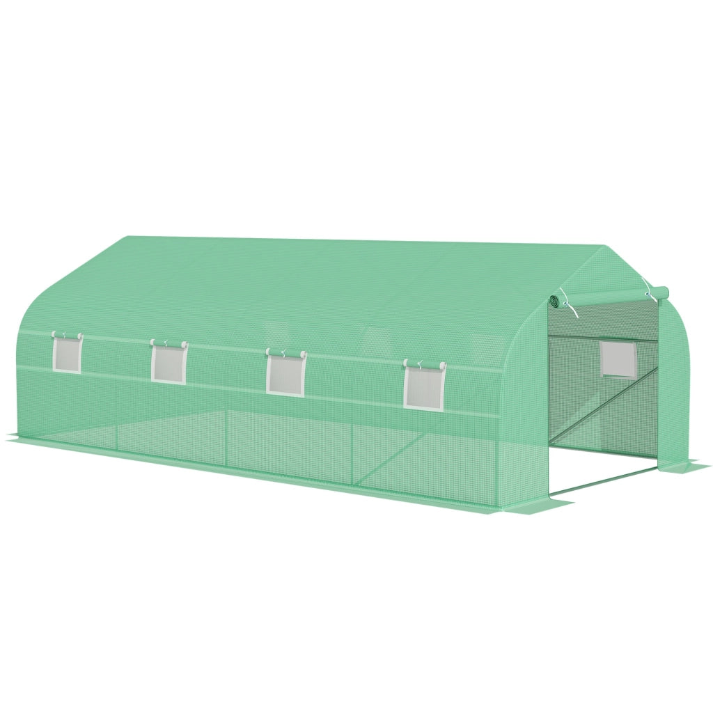 EasyComfort Serra a Tunnel con 8 Finestrelle Laterali e Ingresso Avvolgibile, in PE e Acciaio, 6x3x2 m, Verde