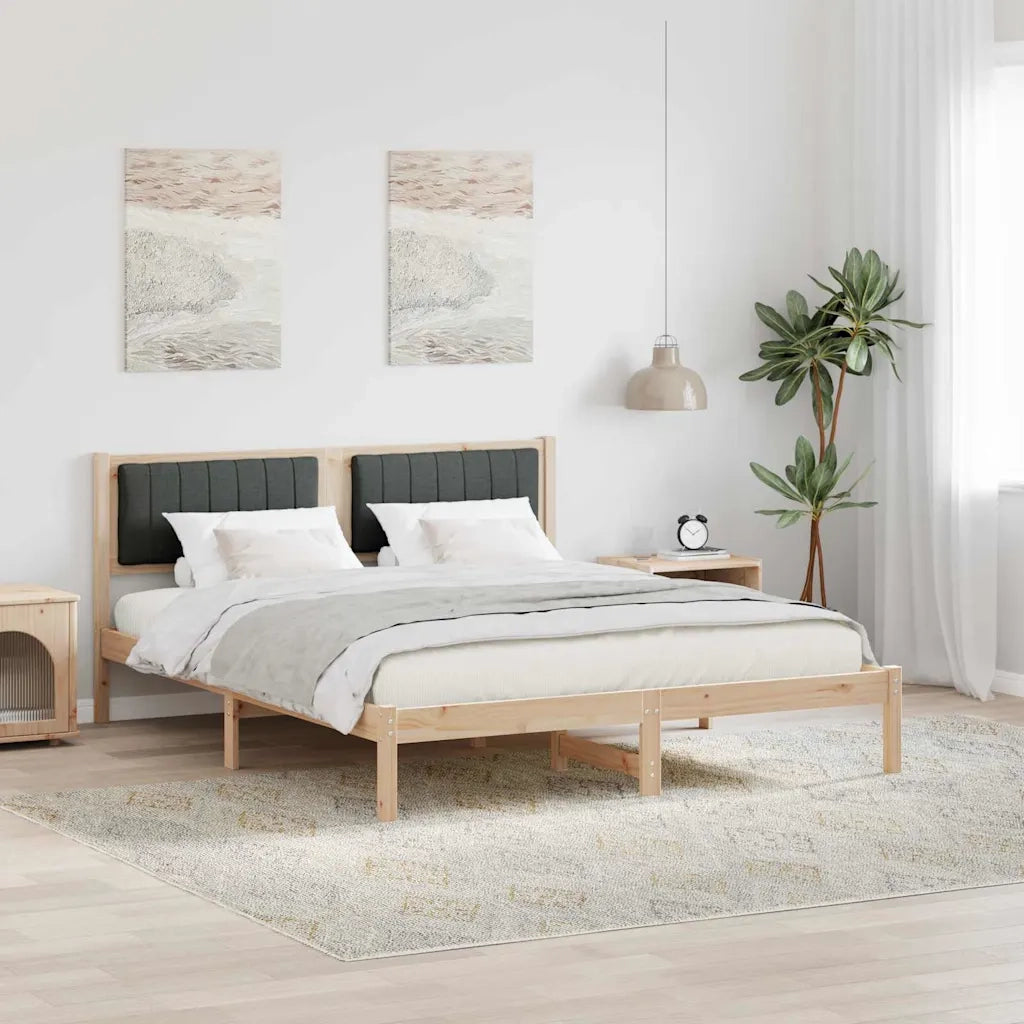 Letto con Testiera Rivestita Grigio scuro 160 x 200 cm 878245