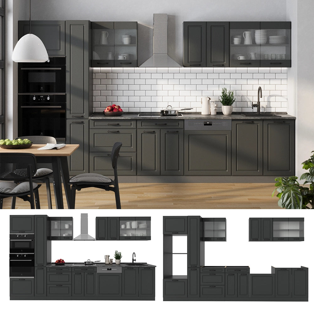Vicco Cucina completa  Casa di campagna antracite/antracite 350 cm , PL Antracite