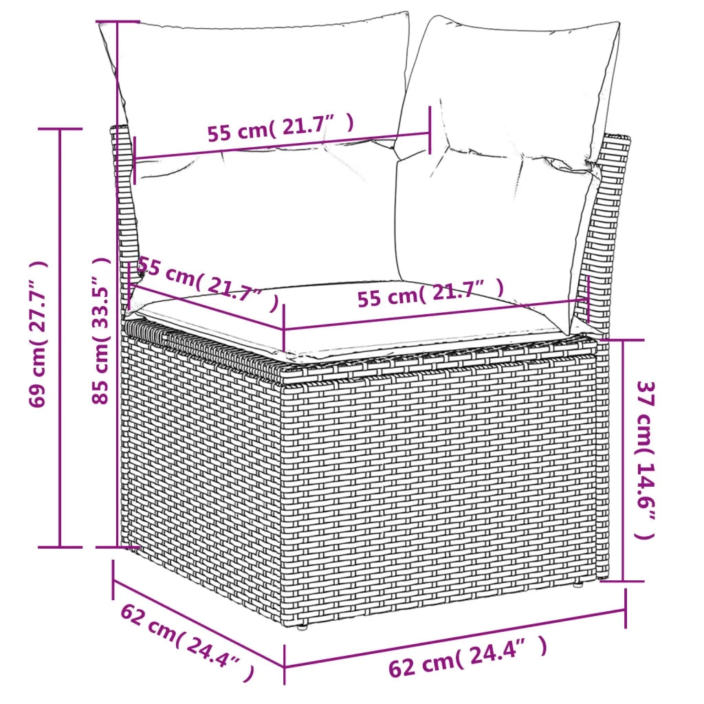 Set Divano da Giardino 5 pz con Cuscini Beige in Polyrattan 3222548