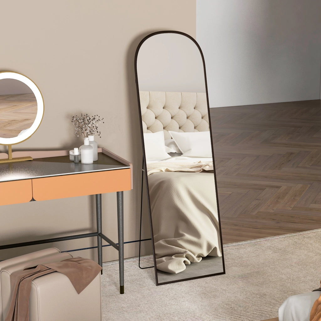 Specchio da Parete Moderno in Alluminio con Supporto ¨C Minimal ¨C Nero 50x161.5 cm