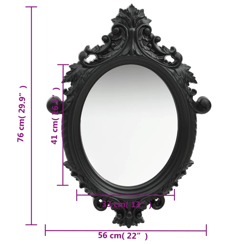 Specchio da Parete Stile Castello 56x76 cm Nero 320359