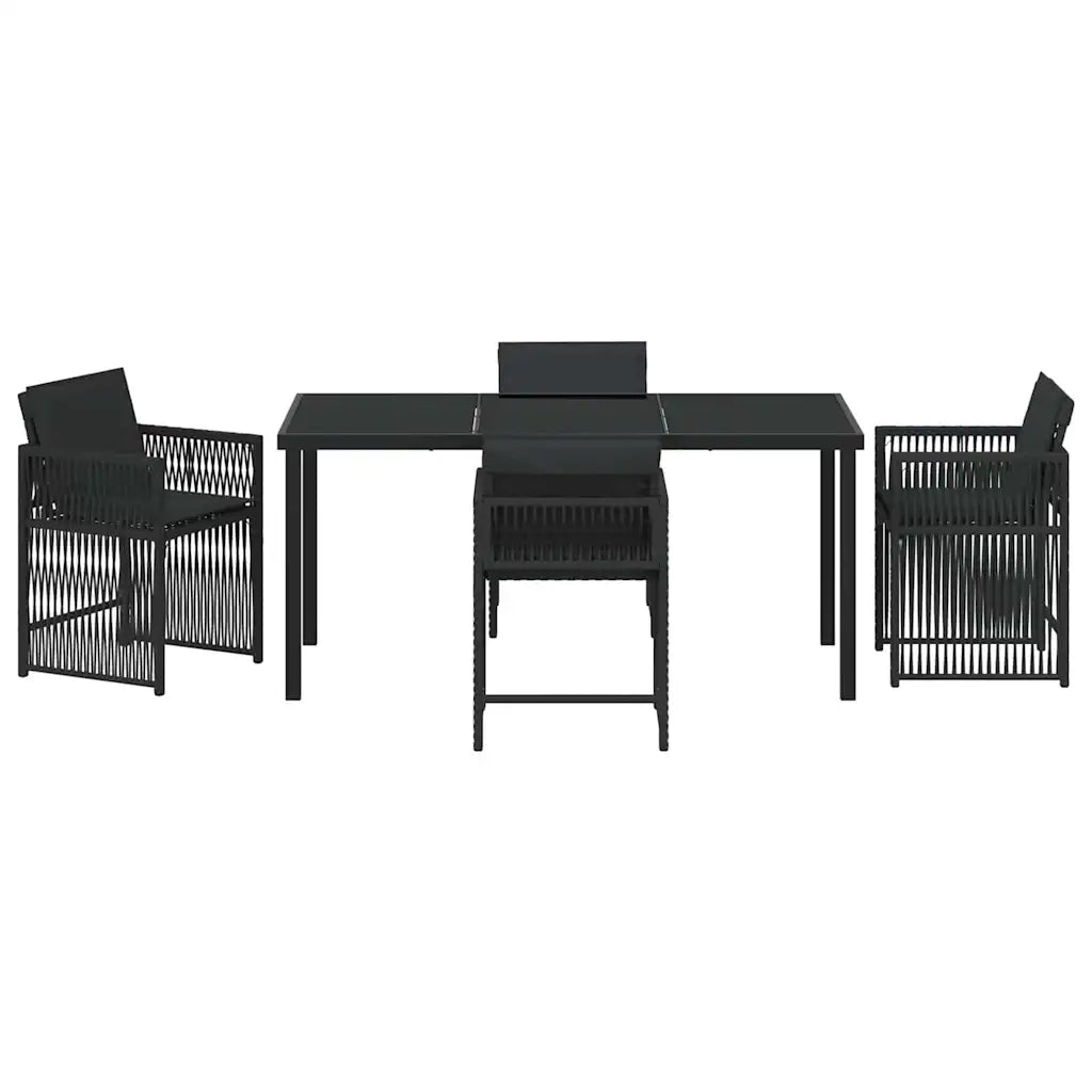 Set da Pranzo per Giardino 5 pcs Nero polyrattan