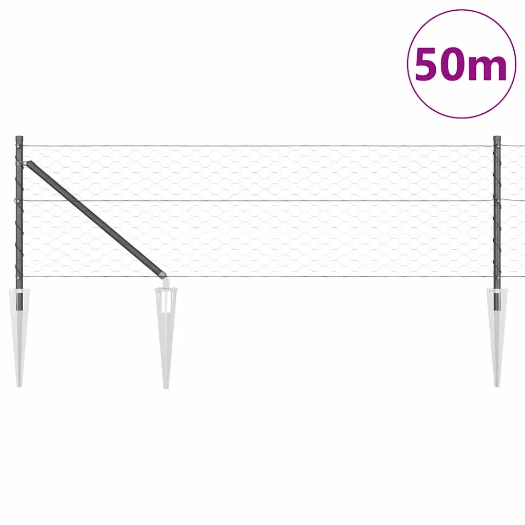 Palo della recinzione Grigio 50 x 0,6 m (rete a maglia 50 mm)