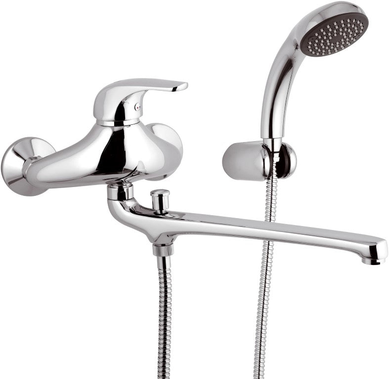 Rubinetto lavabo/vasca con bocca fusa lunga e kit doccia - serie project