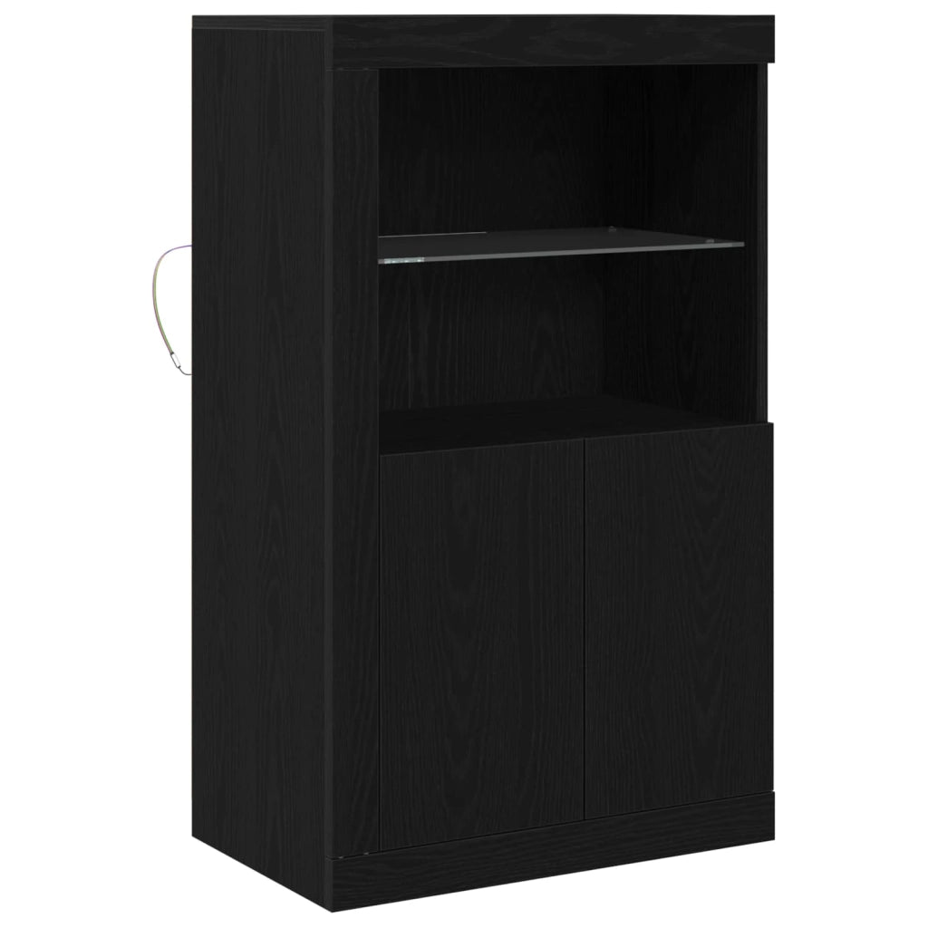 Madia LED Rovere Nero 60,5 x 37 x 100 cm Legno multistrato 863017