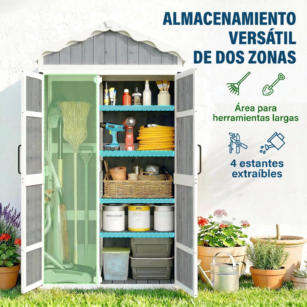 Armadio da Giardino in Legno ¨C Minimal ¨C Grigio 105x55x179 cm