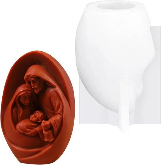 Molde per candele in silicone 3D per creare scene della natività con Gesù, la famiglia e gli animali - forma ritratto - per la produzione di candele georgifere e decorazioni