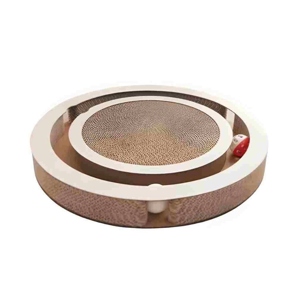 Gioco tiragraffi per gatti TIMÓN, base antiscivolo in cartone riciclato e palline rotanti 40 x 40 x 5 cm