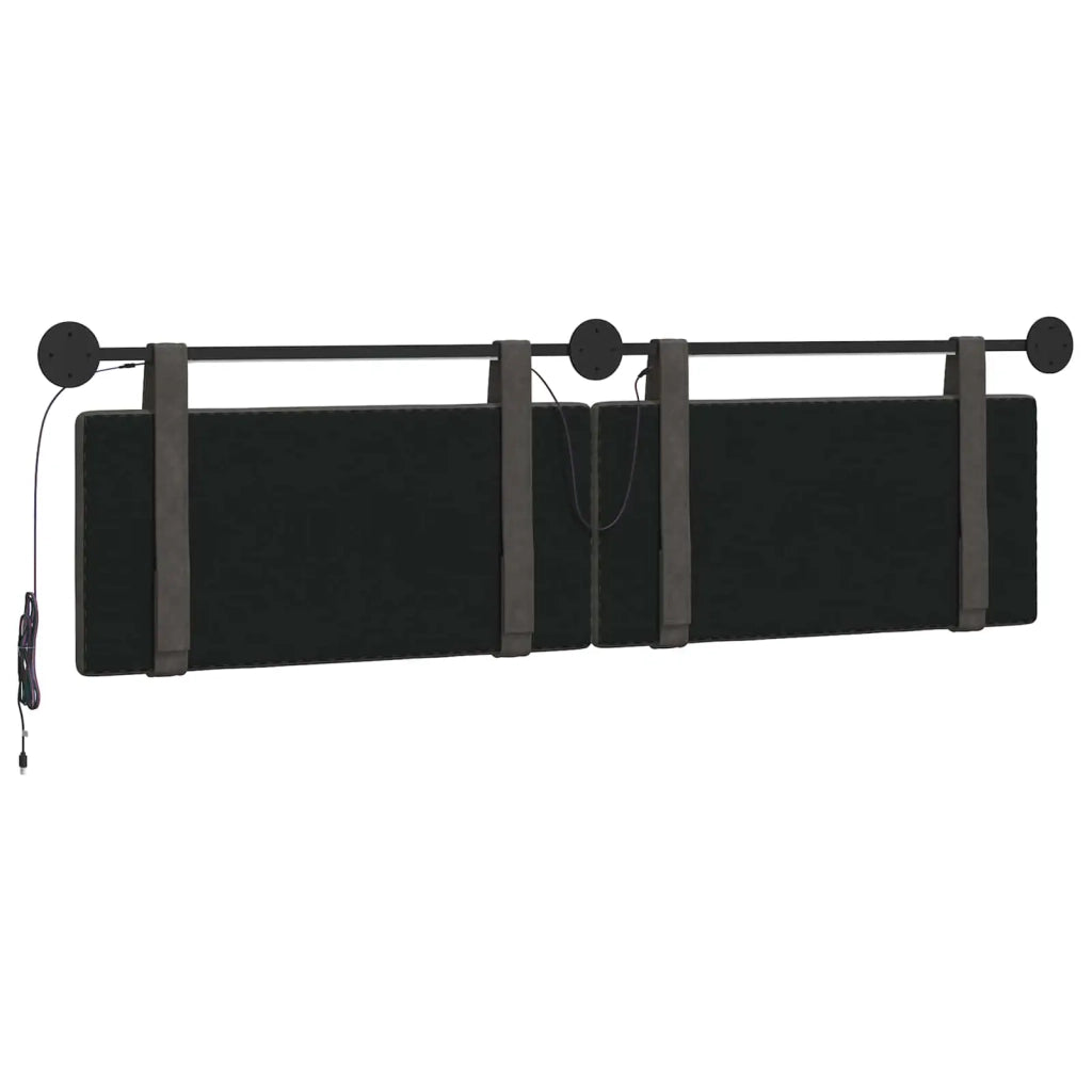 Testiera sospesa Con luce LED Nero PU Antico 3424009
