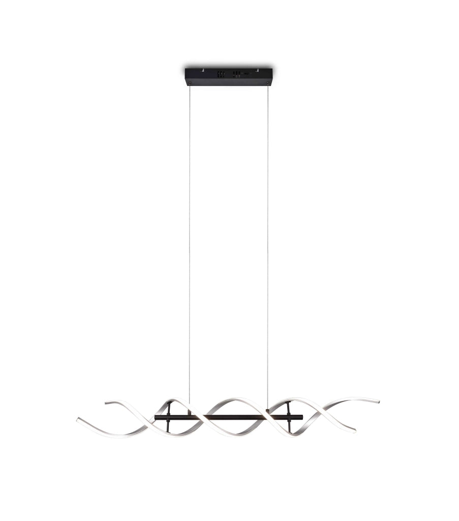 Lampada a sospensione LED spirale, metallo, alluminio e nero, L 104 cm, Sequence