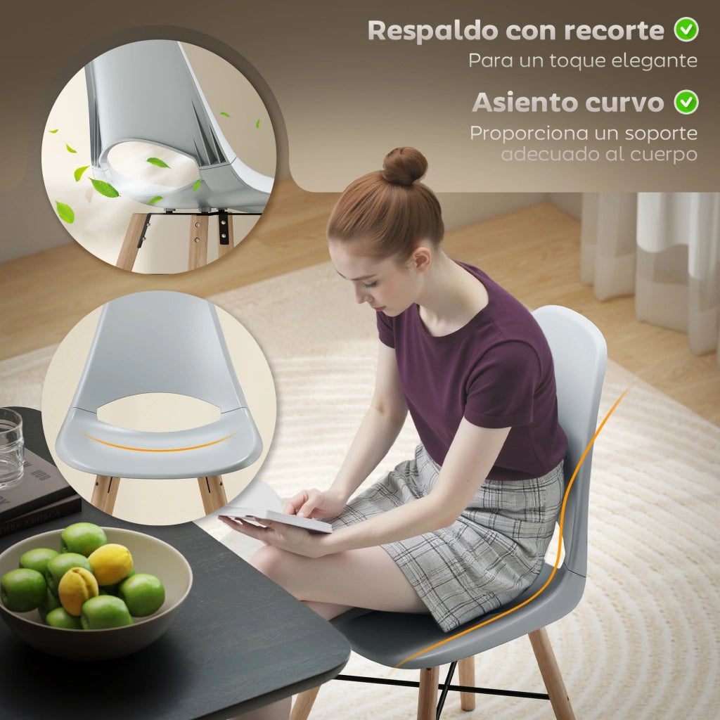 Set 2 Sedie da Pranzo ¨C Zephmum ¨C Plastica e Legno Grigio
