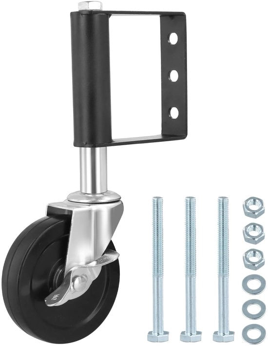 Set di Ruote per Porte in Legno con Pneumatici - Capacità di Carico 100 kg - Diametro 10,2 cm - Set di 4 Ruote con Funzione di Regolazione