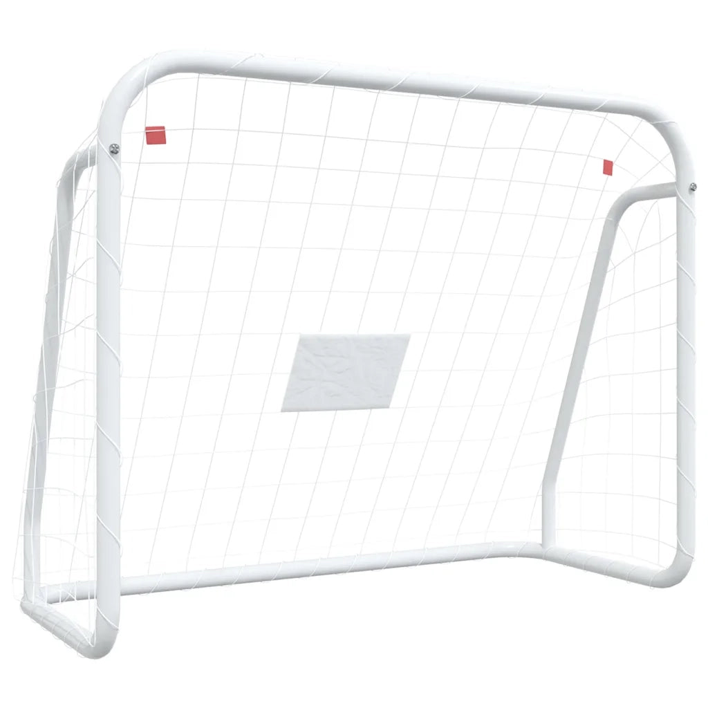 Porta da Calcio con Rete Bianca 125x96x60 cm Acciaio Poliestere 93732